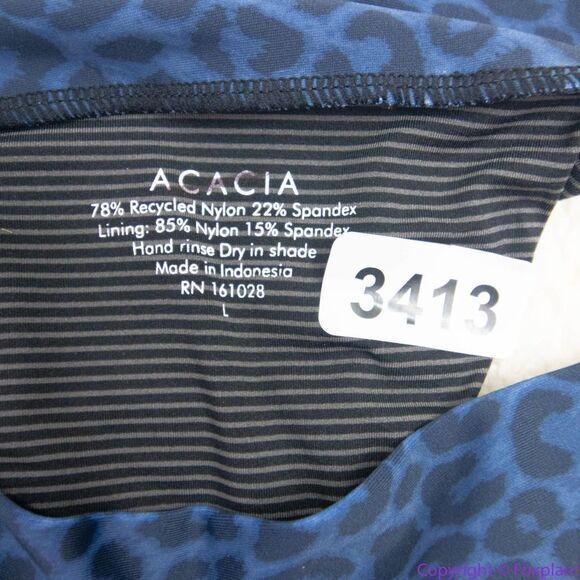 NEW Acacia Mateo bikini bottom leopard animal print blue Amur, L - Picture 13 of 16